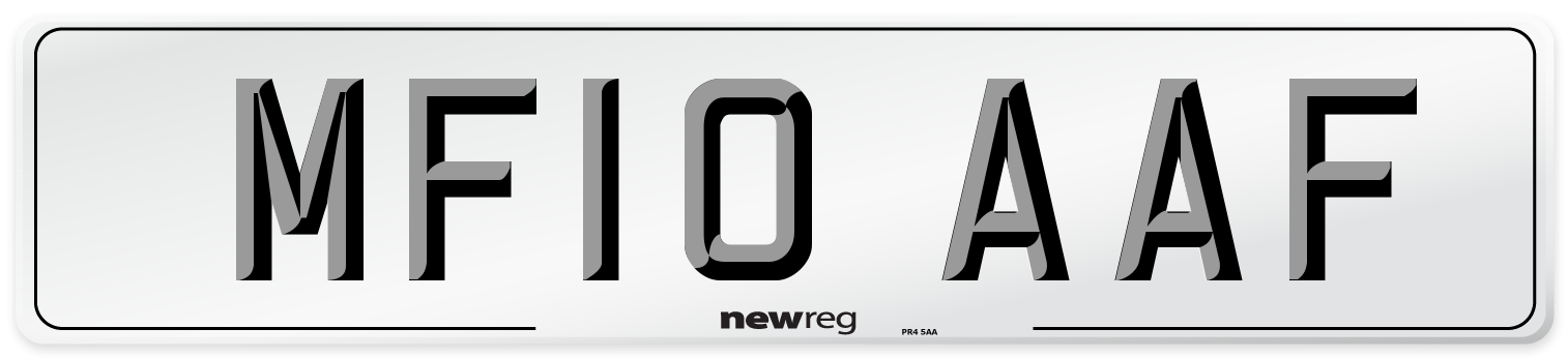 MF10 AAF Number Plate from New Reg